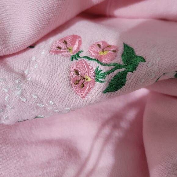 Vintage PBJ Embroidered Sweatshirt Pink Flowers Floral Garden 80s Pastel Small - Picture 14 of 16